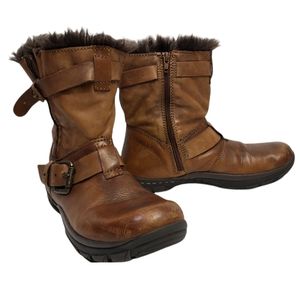 KALSO EARTH Shoe Women's Outlier Full-Grain Leather Boots Soft Shearling Trim